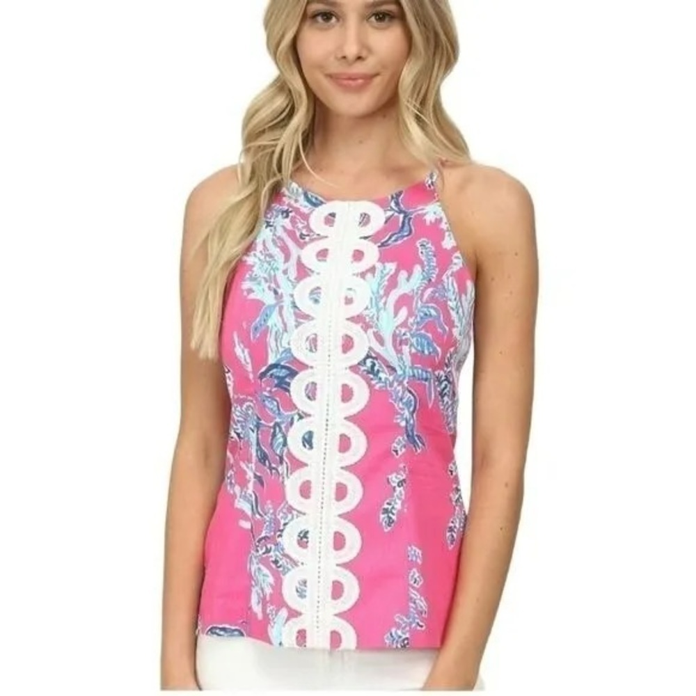 Lily Pulitzer anabelle top in capri pink Samba size 8 zipper back